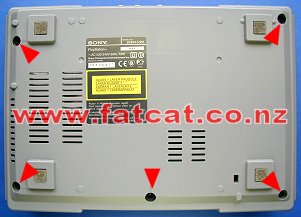 SCPH 1002 screw locations on the bottom of the case