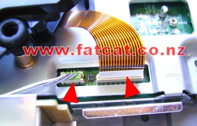 Close-up of the Laser Drive Ribbon and Power cables