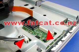 Close-up of the Laser Drive Ribbon and Power cables