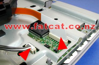 Close-up of the Laser Drive Ribbon and Power cables